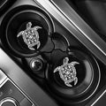 Black And White Maori Sea Turtle Print Car Coasters