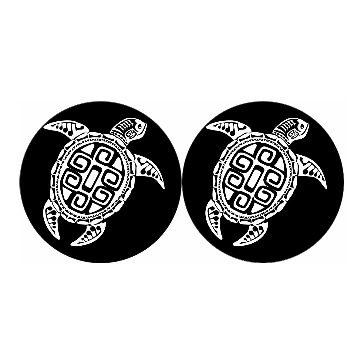 Black And White Maori Sea Turtle Print Car Coasters