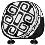 Black And White Maori Sea Turtle Print Car Headrest Covers