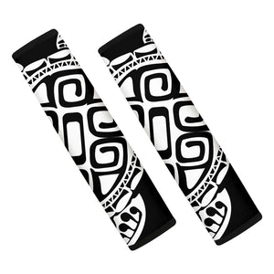 Black And White Maori Sea Turtle Print Car Seat Belt Covers