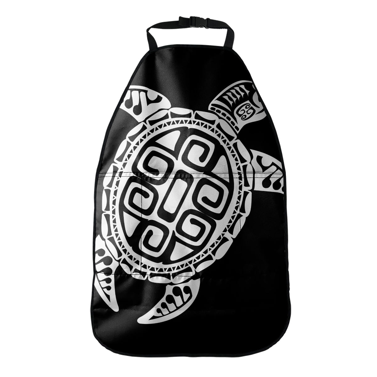 Black And White Maori Sea Turtle Print Car Seat Organizers