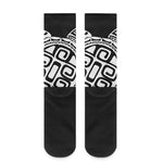 Black And White Maori Sea Turtle Print Crew Socks