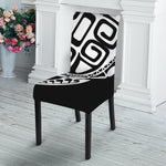 Black And White Maori Sea Turtle Print Dining Chair Slipcover