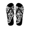 Black And White Maori Sea Turtle Print Flip Flops