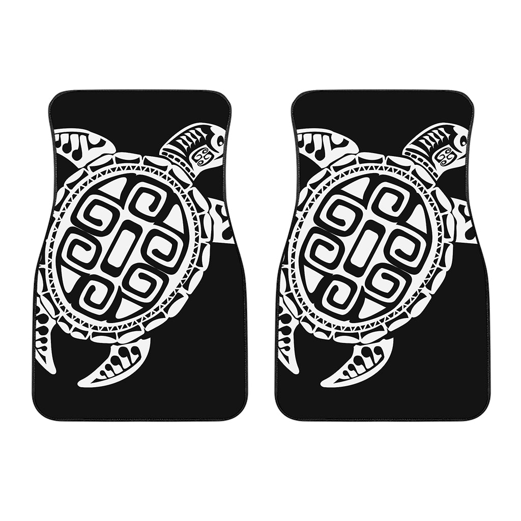 Black And White Maori Sea Turtle Print Front Car Floor Mats