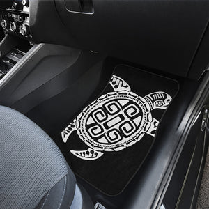 Black And White Maori Sea Turtle Print Front Car Floor Mats