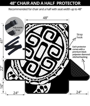 Black And White Maori Sea Turtle Print Half Sofa Protector