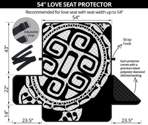 Black And White Maori Sea Turtle Print Loveseat Protector