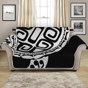 Black And White Maori Sea Turtle Print Loveseat Protector