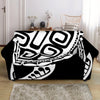 Black And White Maori Sea Turtle Print Loveseat Slipcover