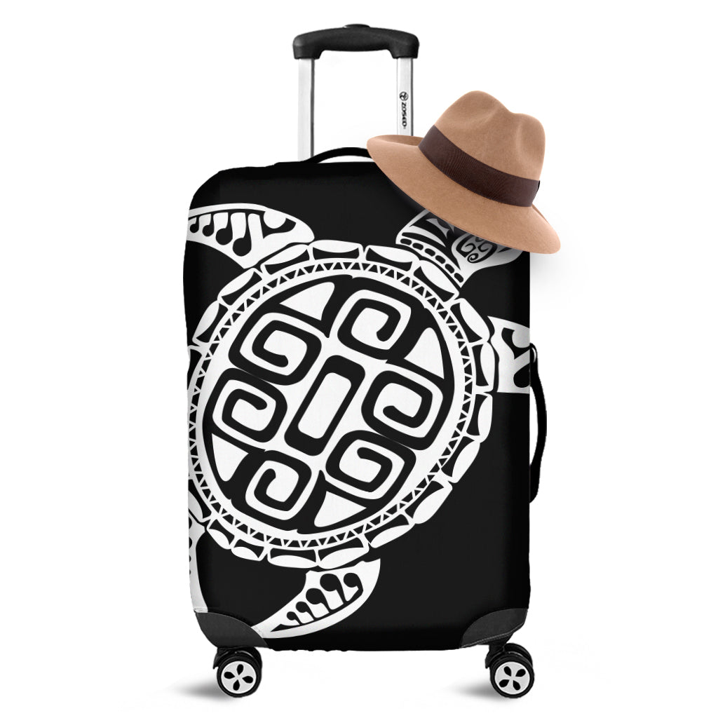 Black And White Maori Sea Turtle Print Luggage Cover