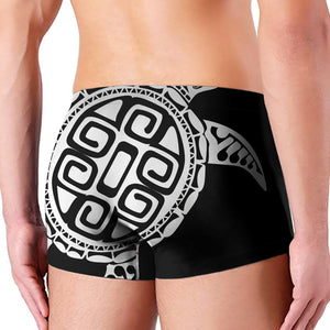 Black And White Maori Sea Turtle Print Men's Boxer Briefs