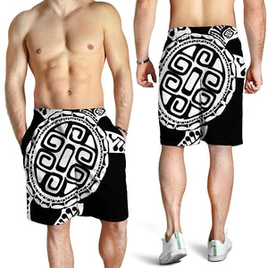 Black And White Maori Sea Turtle Print Men's Shorts