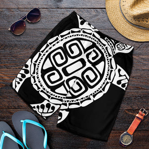 Black And White Maori Sea Turtle Print Men's Shorts