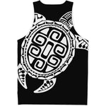 Black And White Maori Sea Turtle Print Men's Tank Top