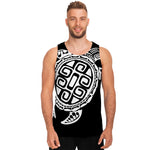 Black And White Maori Sea Turtle Print Men's Tank Top