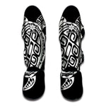 Black And White Maori Sea Turtle Print Muay Thai Shin Guard