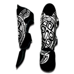 Black And White Maori Sea Turtle Print Muay Thai Shin Guard