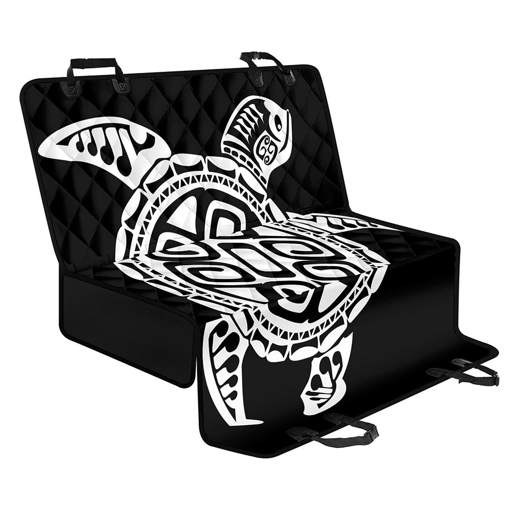 Black And White Maori Sea Turtle Print Pet Car Back Seat Cover