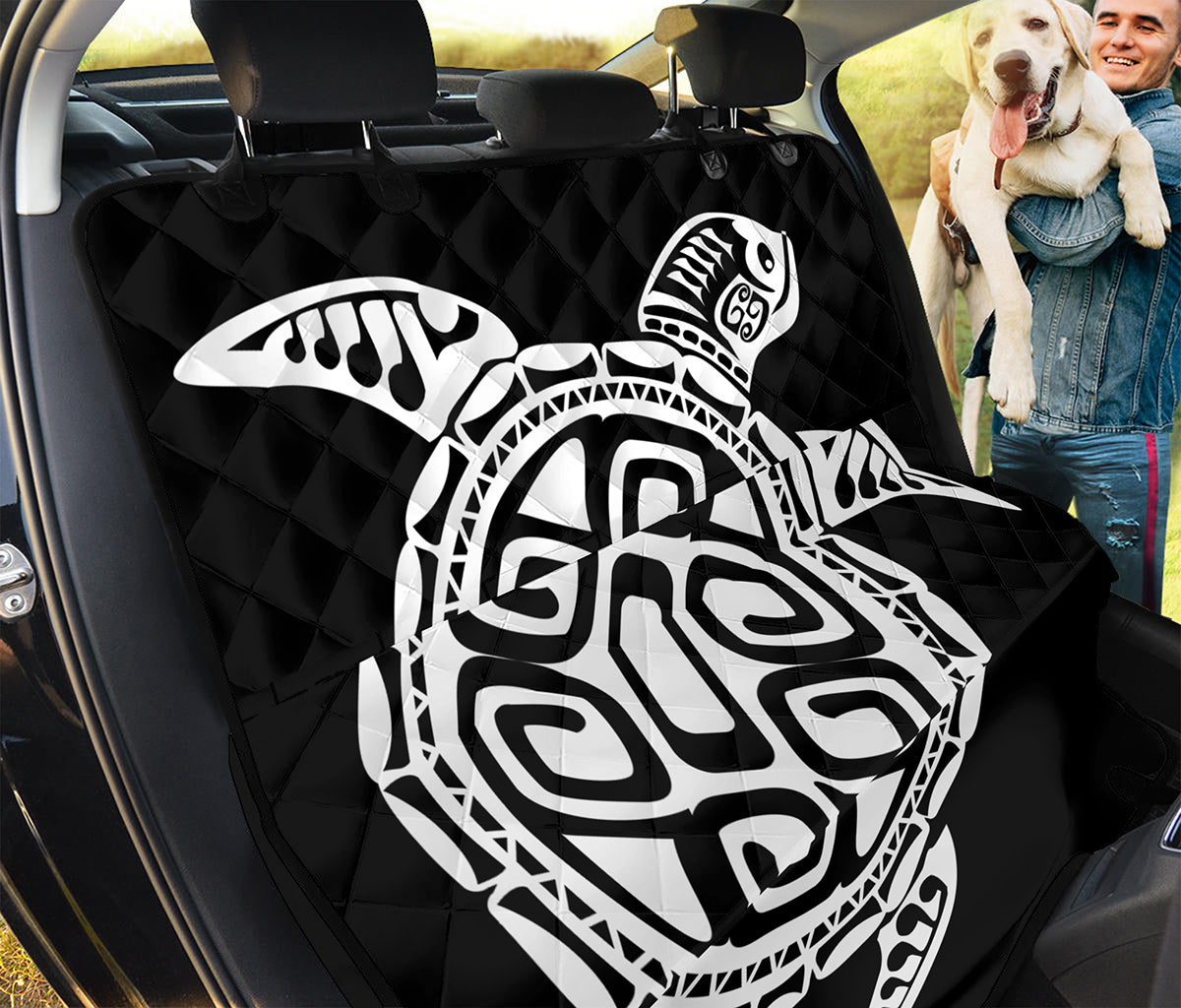 Black And White Maori Sea Turtle Print Pet Car Back Seat Cover