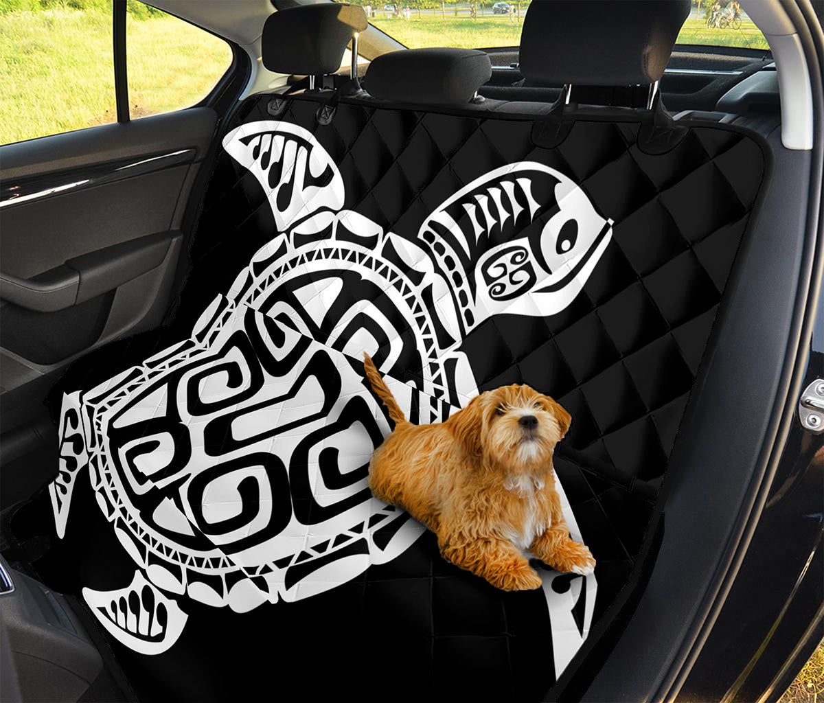 Black And White Maori Sea Turtle Print Pet Car Back Seat Cover