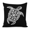 Black And White Maori Sea Turtle Print Pillow Cover