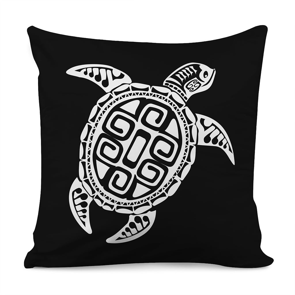 Black And White Maori Sea Turtle Print Pillow Cover