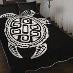 Black And White Maori Sea Turtle Print Quilt Bed Set