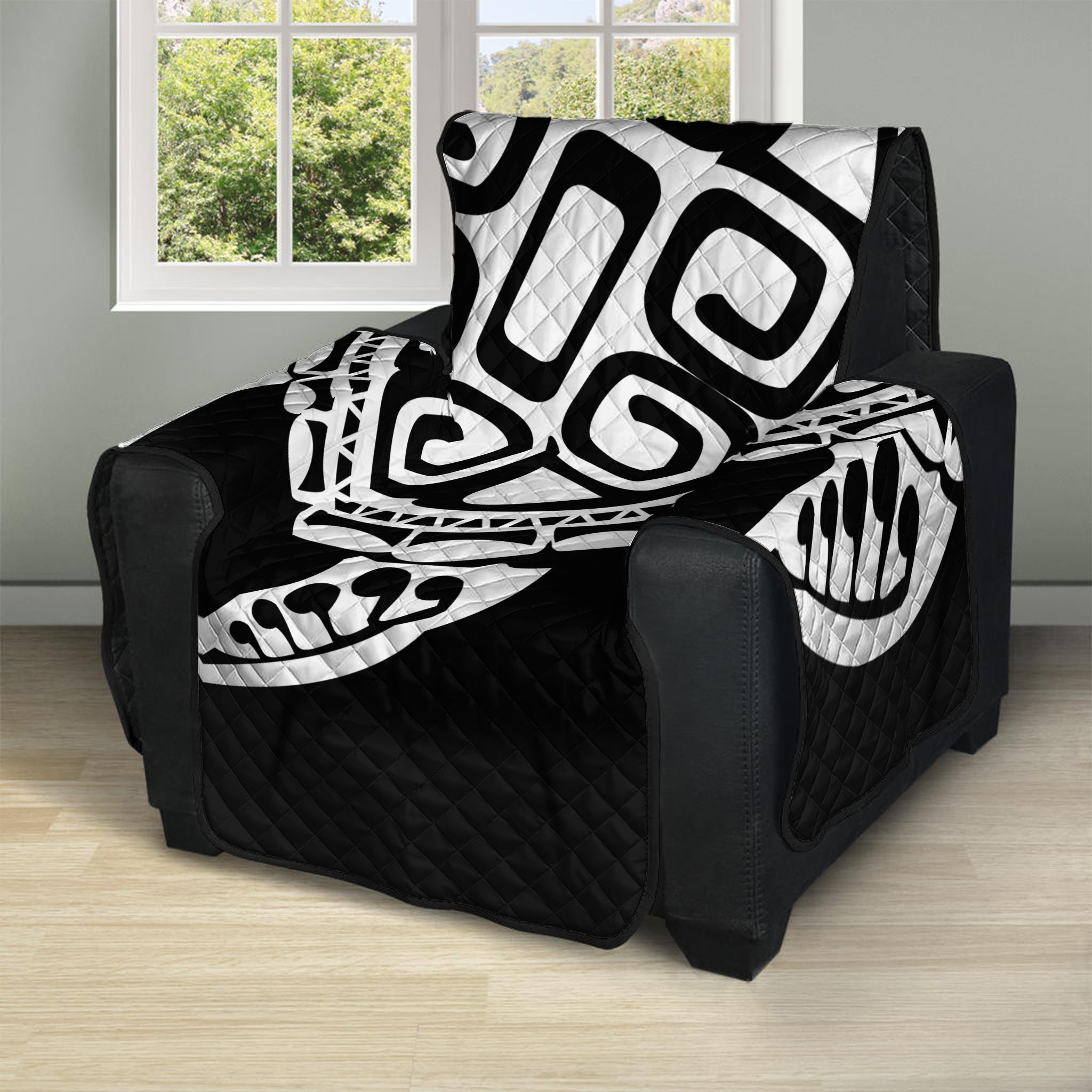 Black And White Maori Sea Turtle Print Recliner Protector