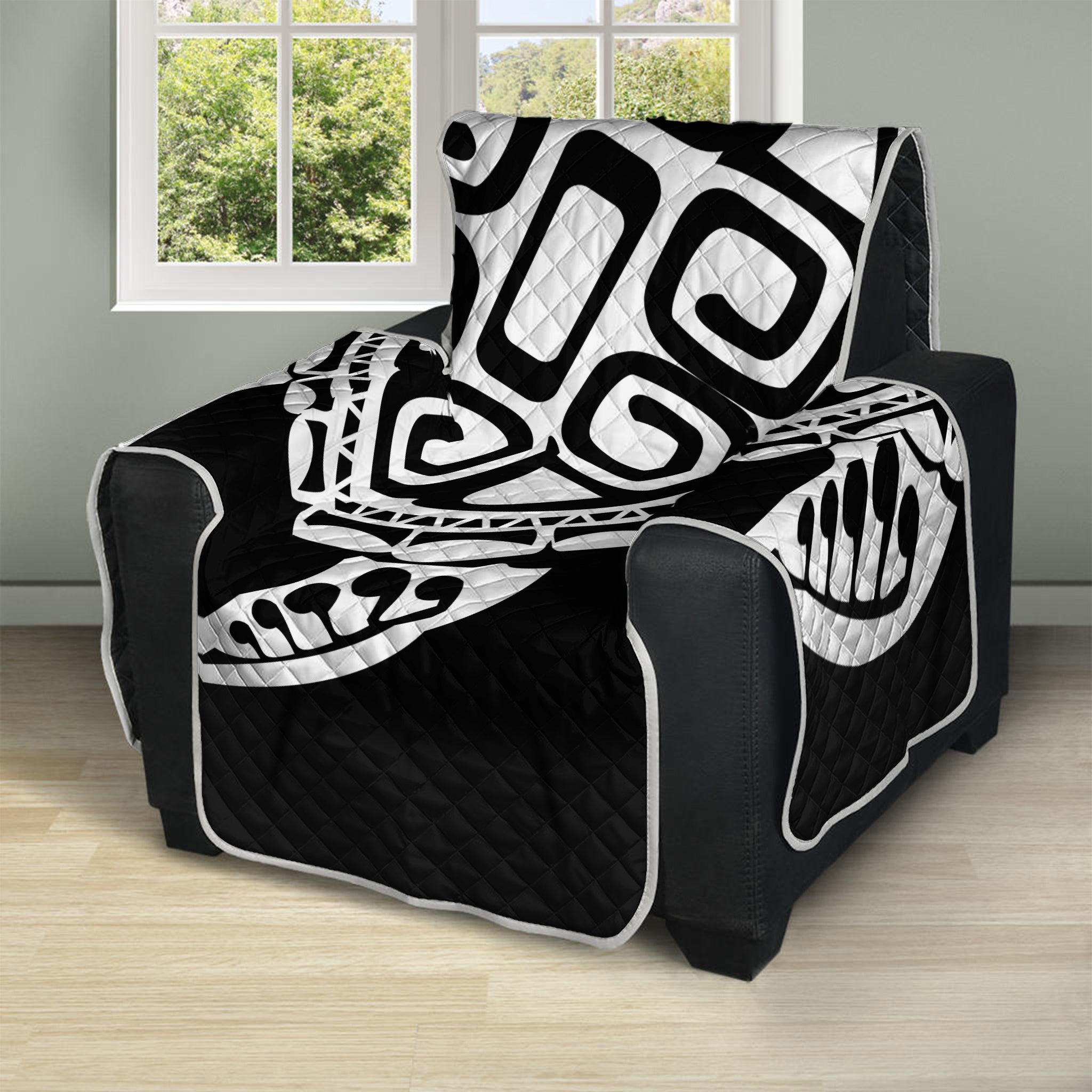 Black And White Maori Sea Turtle Print Recliner Protector