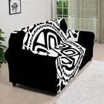 Black And White Maori Sea Turtle Print Sofa Cover