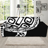 Black And White Maori Sea Turtle Print Sofa Slipcover