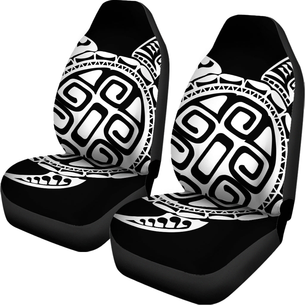 Black And White Maori Sea Turtle Print Universal Fit Car Seat Covers