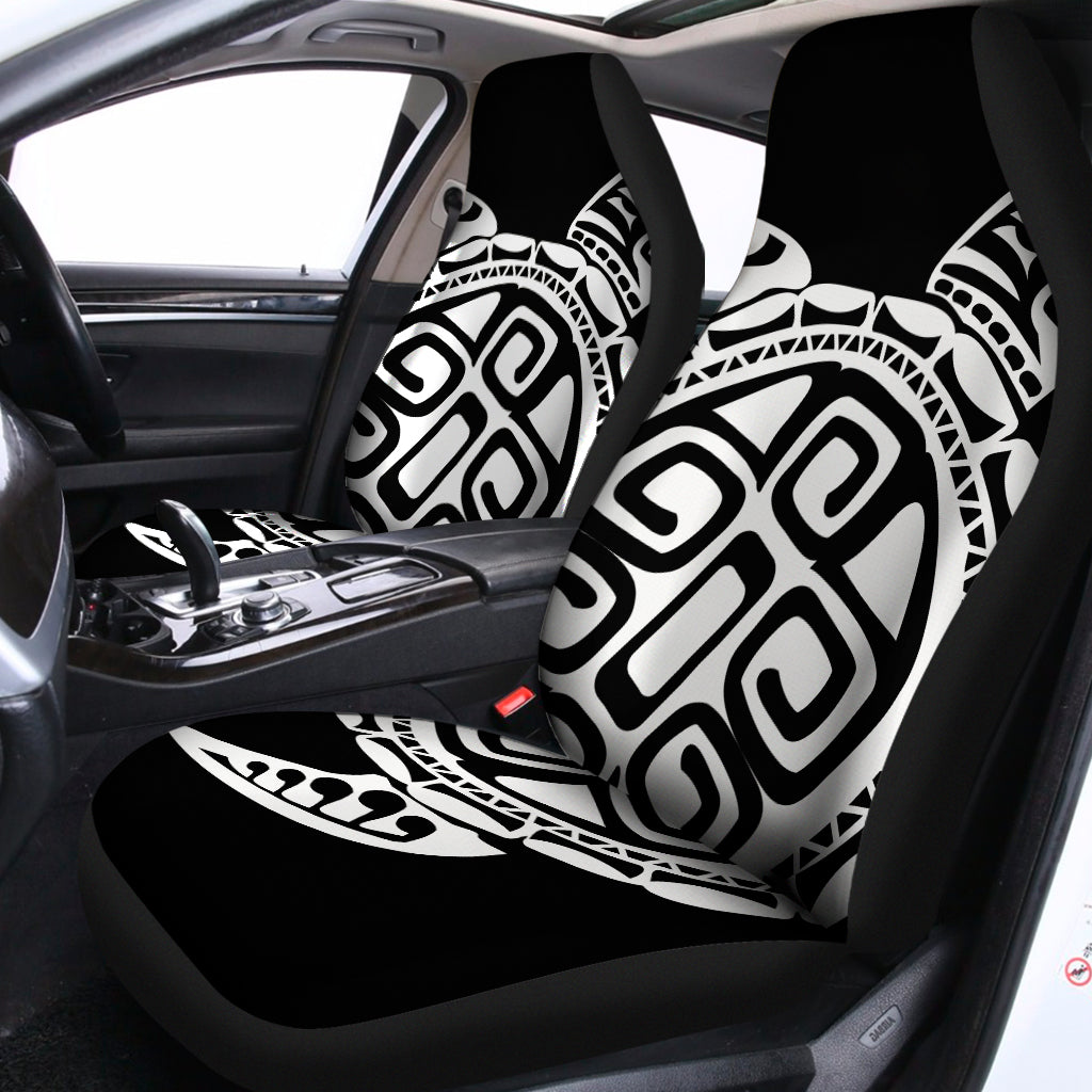 Black And White Maori Sea Turtle Print Universal Fit Car Seat Covers