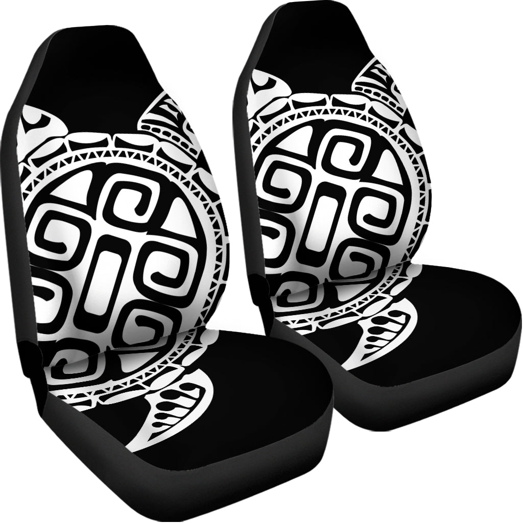 Black And White Maori Sea Turtle Print Universal Fit Car Seat Covers
