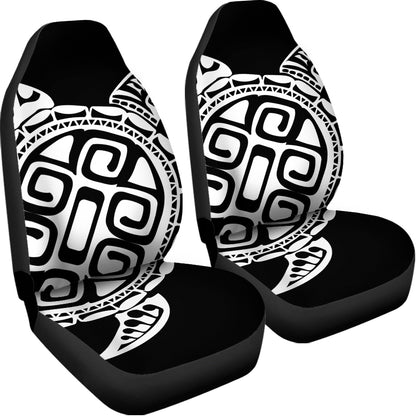 Black And White Maori Sea Turtle Print Universal Fit Car Seat Covers