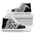 Black And White Maori Sea Turtle Print White High Top Sneakers