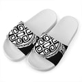Black And White Maori Sea Turtle Print White Slide Sandals