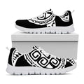 Black And White Maori Sea Turtle Print White Running Shoes