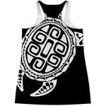 Black And White Maori Sea Turtle Print Women's Racerback Tank Top