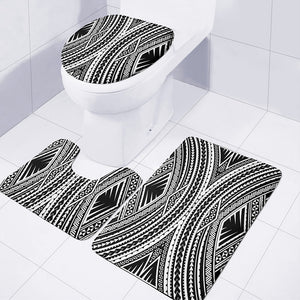 Black And White Maori Tattoo Print 3 Piece Bath Mat Set