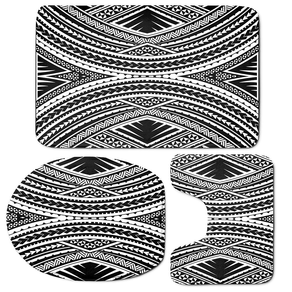 Black And White Maori Tattoo Print 3 Piece Bath Mat Set