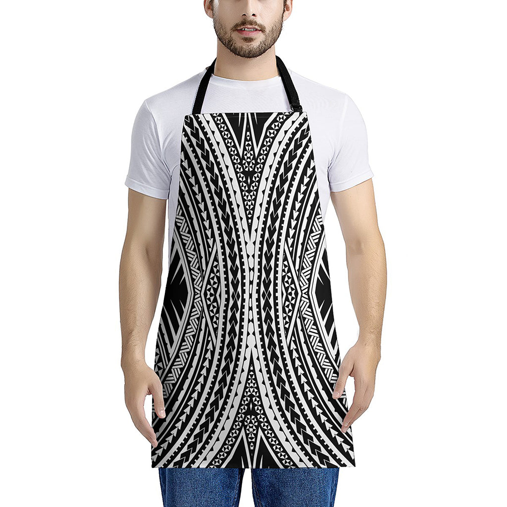 Black And White Maori Tattoo Print Apron