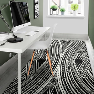 Black And White Maori Tattoo Print Area Rug