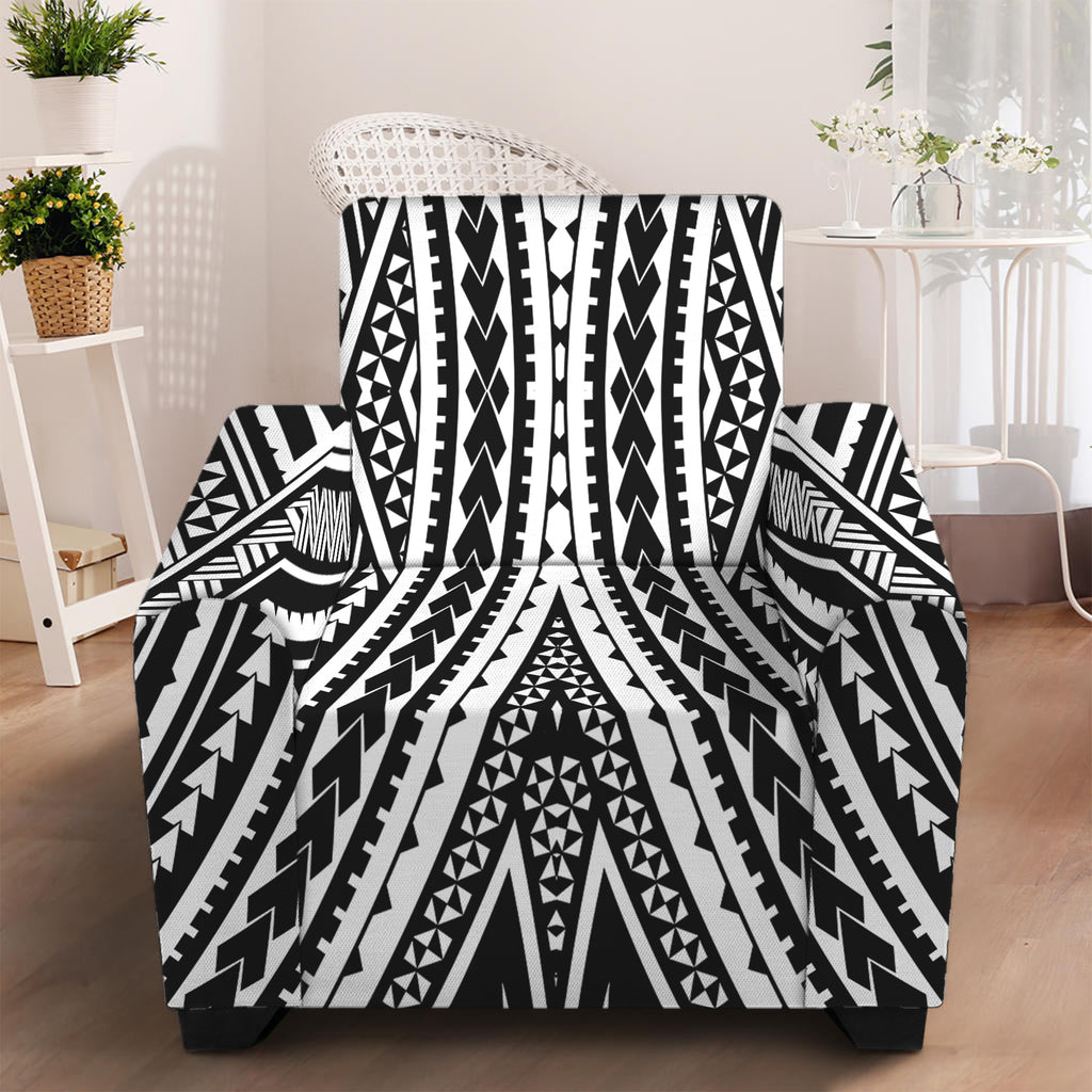 Black And White Maori Tattoo Print Armchair Slipcover