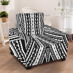 Black And White Maori Tattoo Print Armchair Slipcover