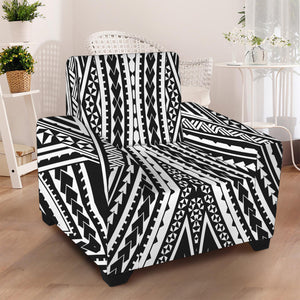 Black And White Maori Tattoo Print Armchair Slipcover