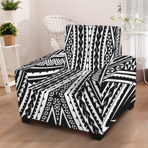 Black And White Maori Tattoo Print Armchair Slipcover