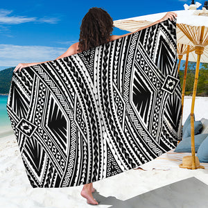 Black And White Maori Tattoo Print Beach Sarong Wrap