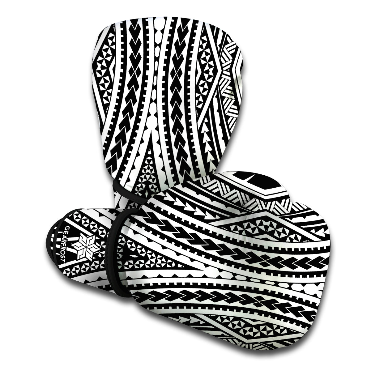 Black And White Maori Tattoo Print Boxing Gloves